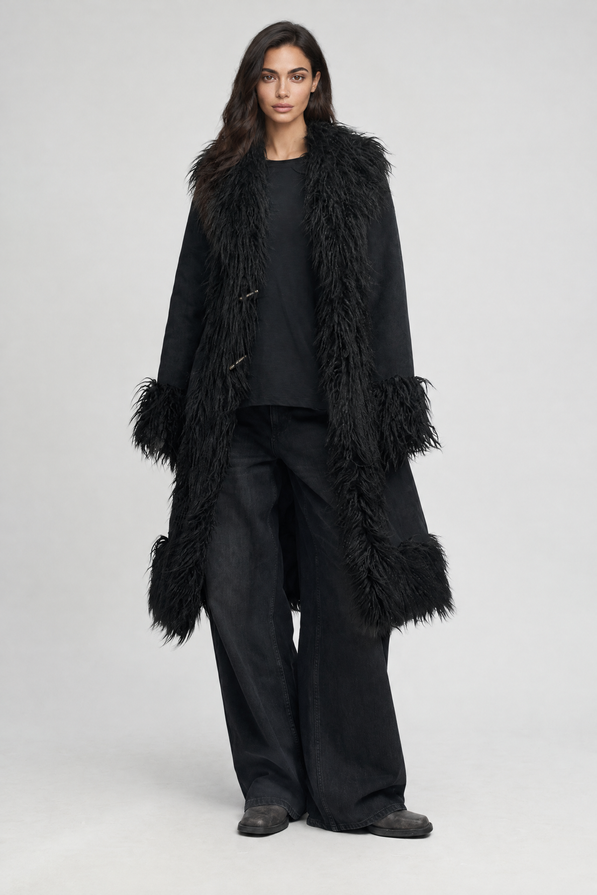 Lisette Faux Fur Trim Coat — product photo 1