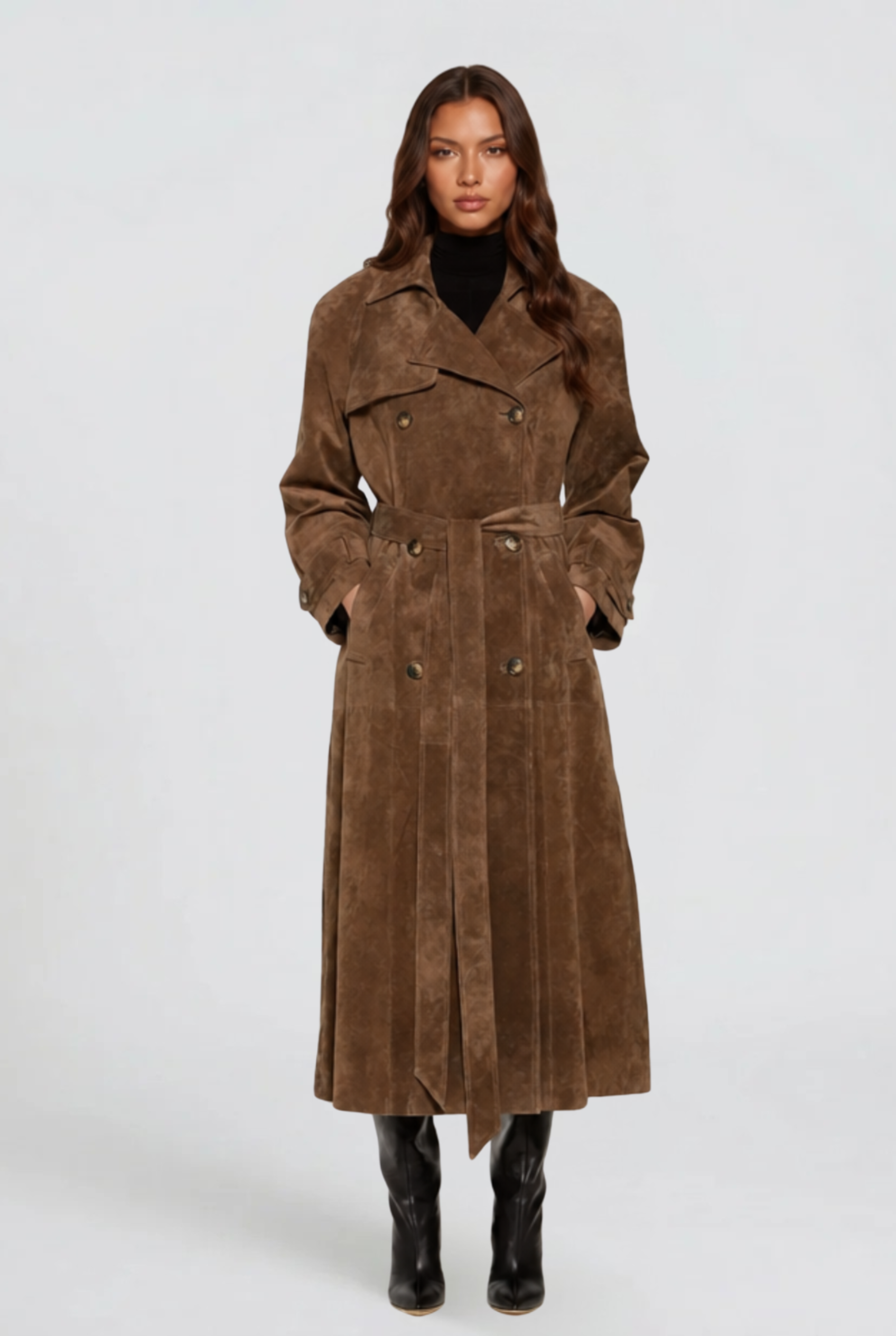 Hailey Suede Trenchcoat — product photo 1