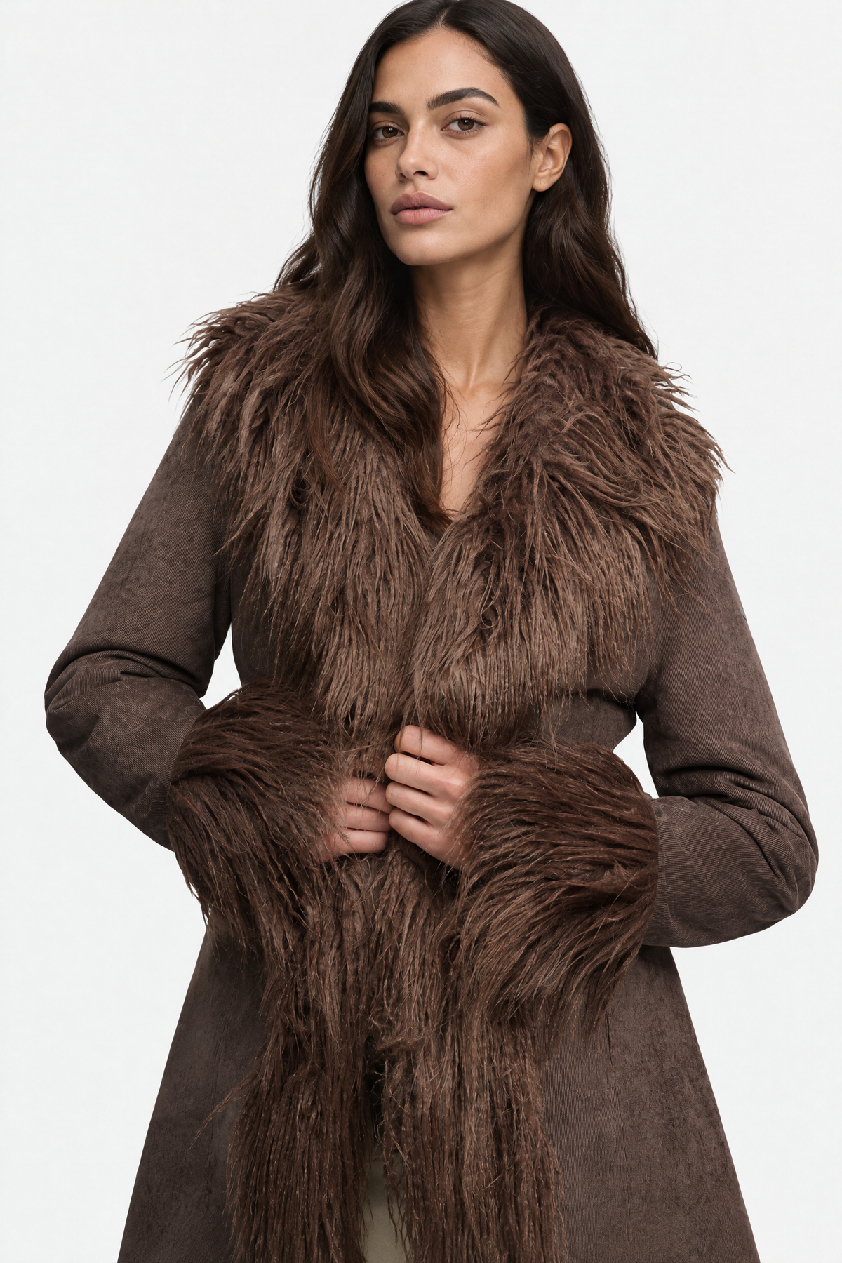 Lisette Faux Fur Trim Coat — product photo 15