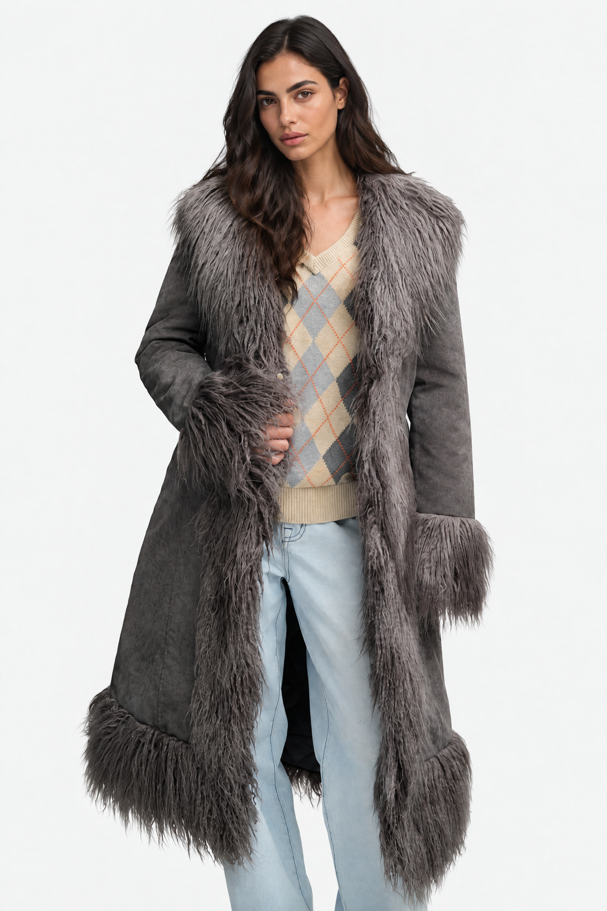 Lisette Faux Fur Trim Coat — product photo 20