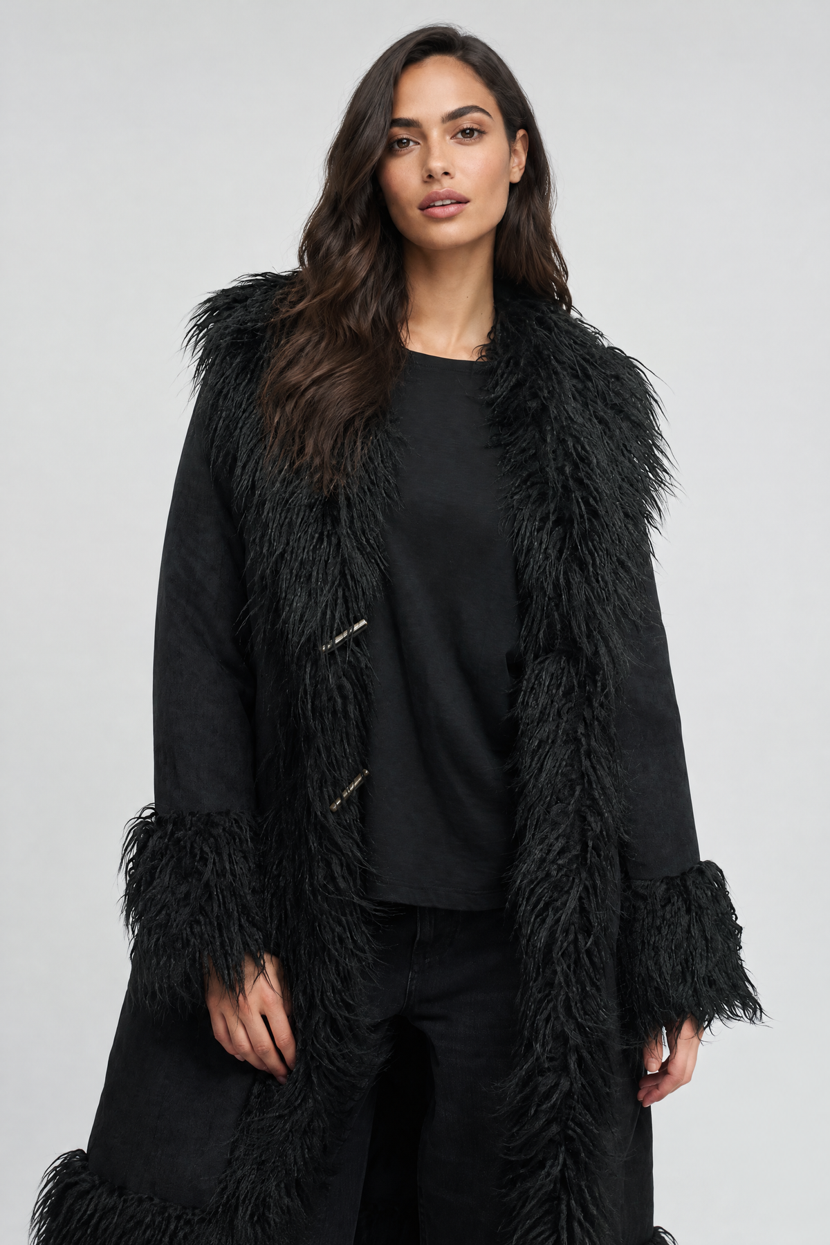 Lisette Faux Fur Trim Coat — product photo 4