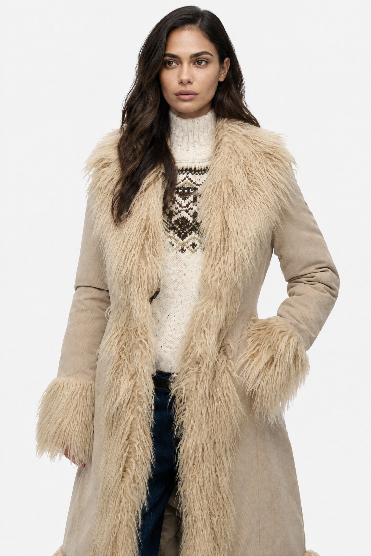 Lisette Faux Fur Trim Coat — product photo 8